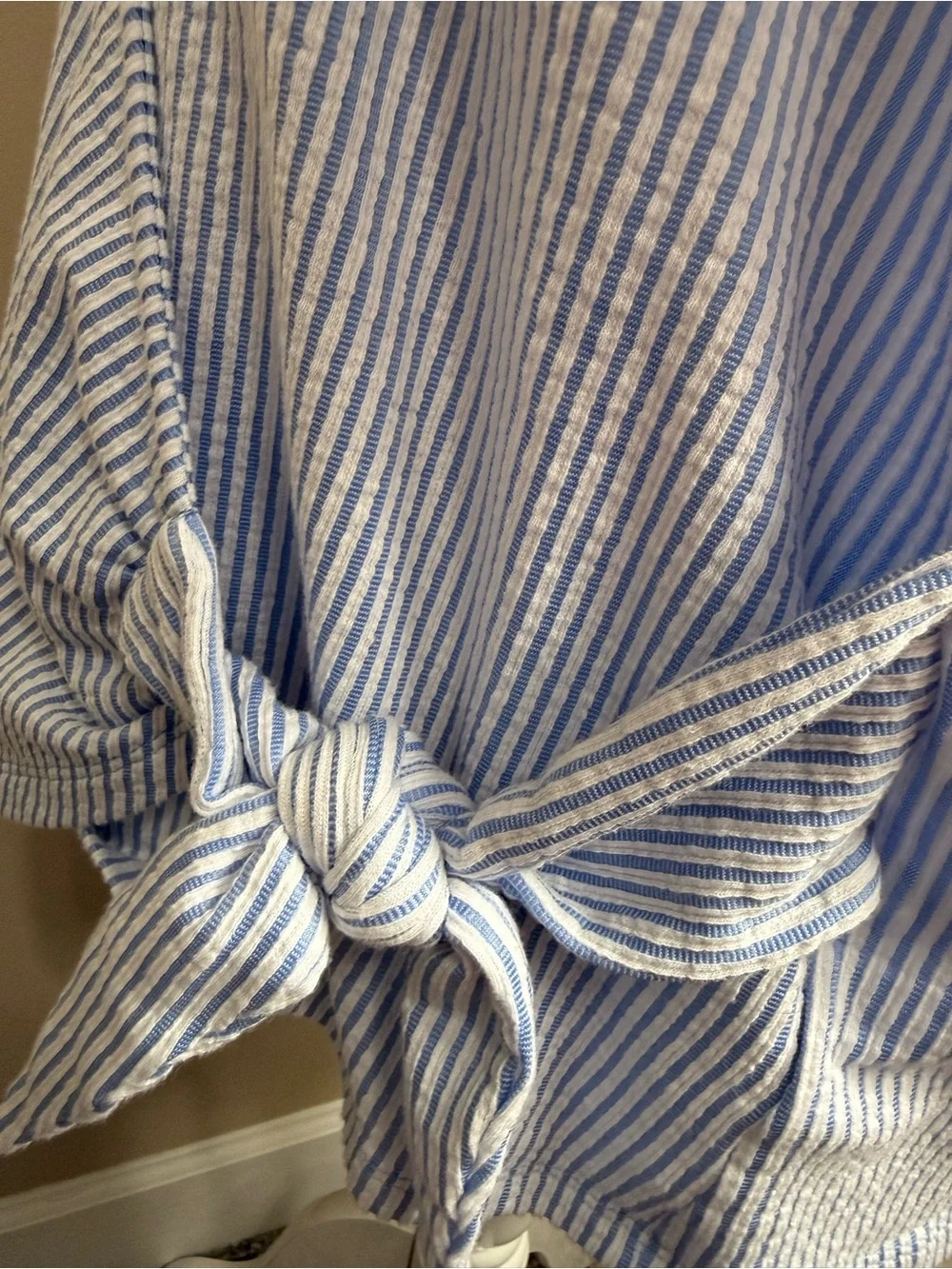 Michael Kors Light Blue Striped Wrap Blouse size 2X